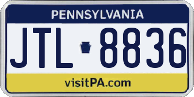 PA license plate JTL8836