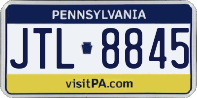 PA license plate JTL8845
