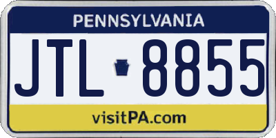 PA license plate JTL8855