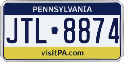 PA license plate JTL8874