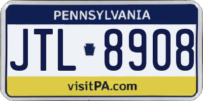 PA license plate JTL8908