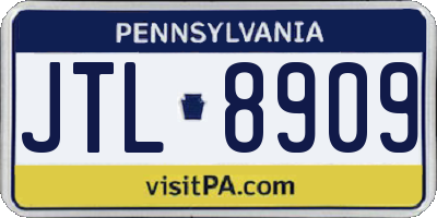 PA license plate JTL8909