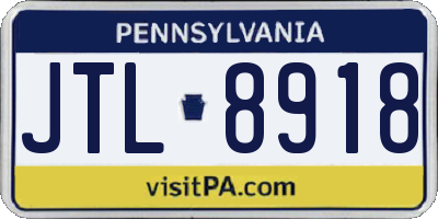 PA license plate JTL8918