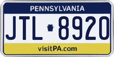 PA license plate JTL8920
