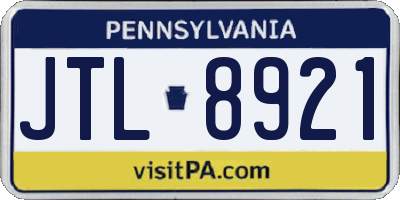 PA license plate JTL8921