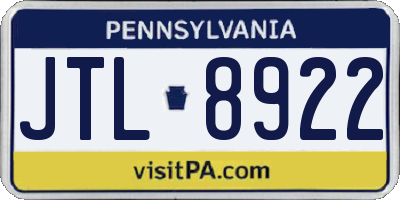 PA license plate JTL8922