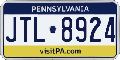 PA license plate JTL8924