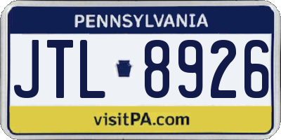 PA license plate JTL8926