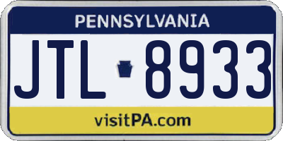 PA license plate JTL8933