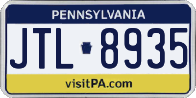 PA license plate JTL8935