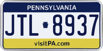 PA license plate JTL8937