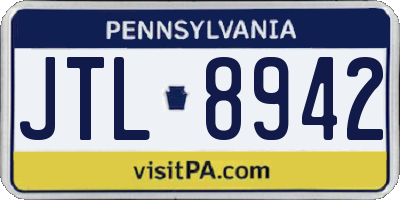 PA license plate JTL8942