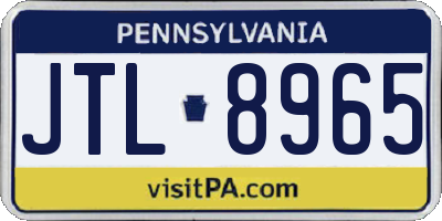 PA license plate JTL8965