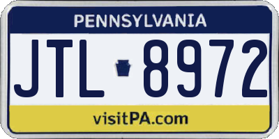 PA license plate JTL8972