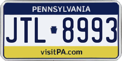 PA license plate JTL8993