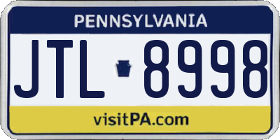 PA license plate JTL8998
