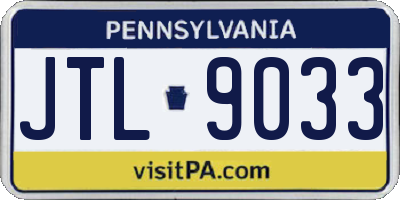 PA license plate JTL9033