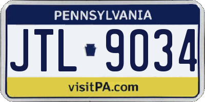 PA license plate JTL9034
