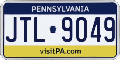 PA license plate JTL9049