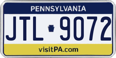 PA license plate JTL9072