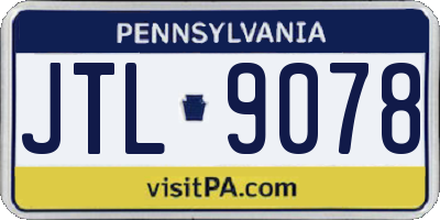 PA license plate JTL9078