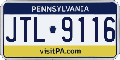 PA license plate JTL9116