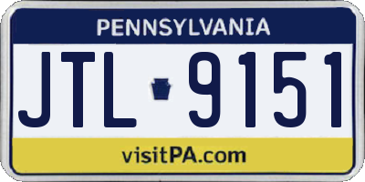PA license plate JTL9151