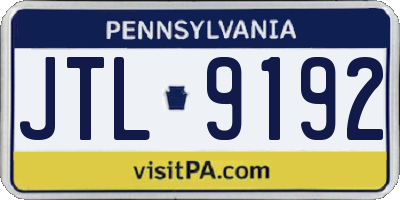PA license plate JTL9192