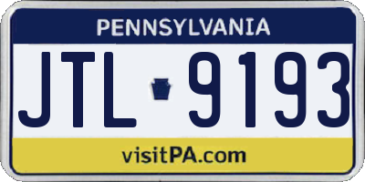 PA license plate JTL9193