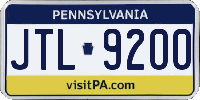 PA license plate JTL9200