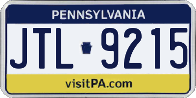 PA license plate JTL9215