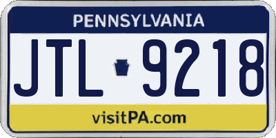 PA license plate JTL9218