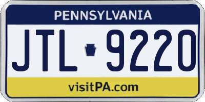 PA license plate JTL9220