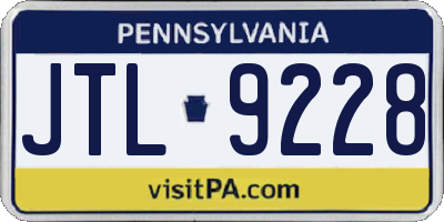 PA license plate JTL9228