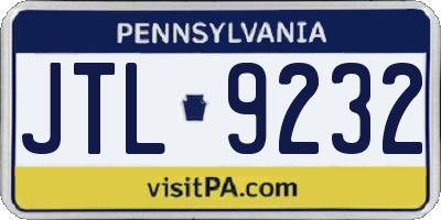 PA license plate JTL9232