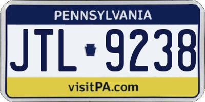 PA license plate JTL9238