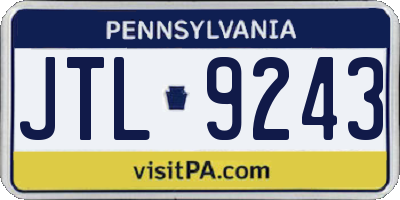 PA license plate JTL9243