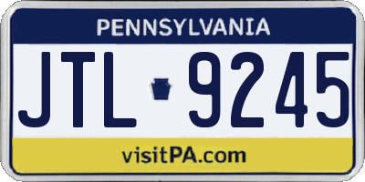 PA license plate JTL9245