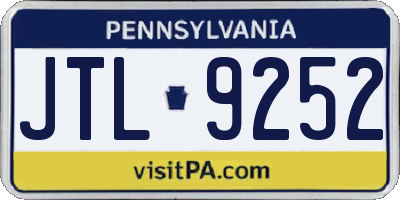 PA license plate JTL9252