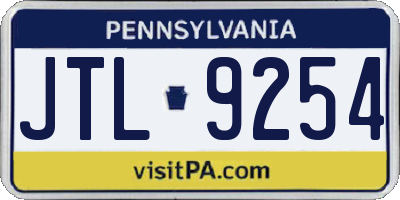 PA license plate JTL9254