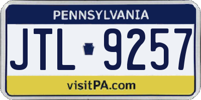 PA license plate JTL9257