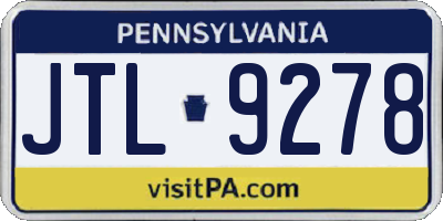 PA license plate JTL9278