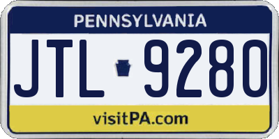 PA license plate JTL9280