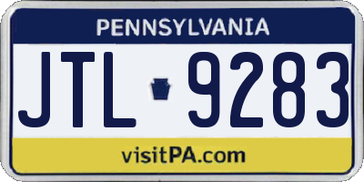 PA license plate JTL9283