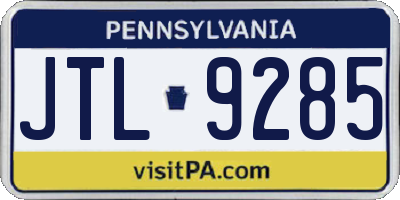 PA license plate JTL9285