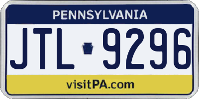 PA license plate JTL9296