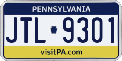 PA license plate JTL9301