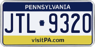 PA license plate JTL9320