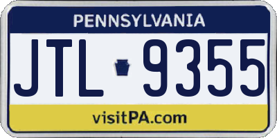 PA license plate JTL9355