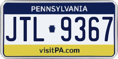 PA license plate JTL9367